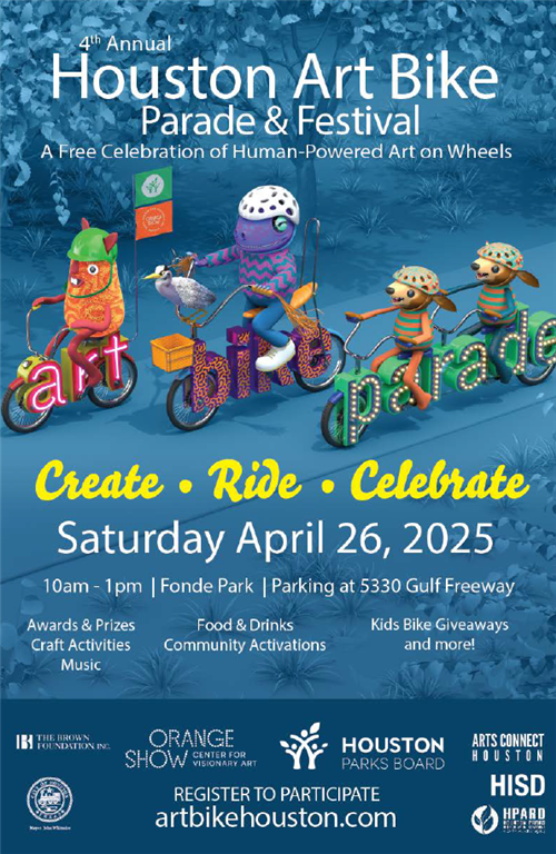  Art Bike Parade, Sat. April 26 @10-1, Fonde Park